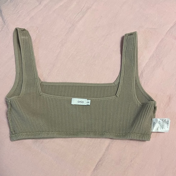 ANTHROPOLOGIE ONIA WAFFLE KNIT TAUPE BRALETTE - Picture 7 of 9